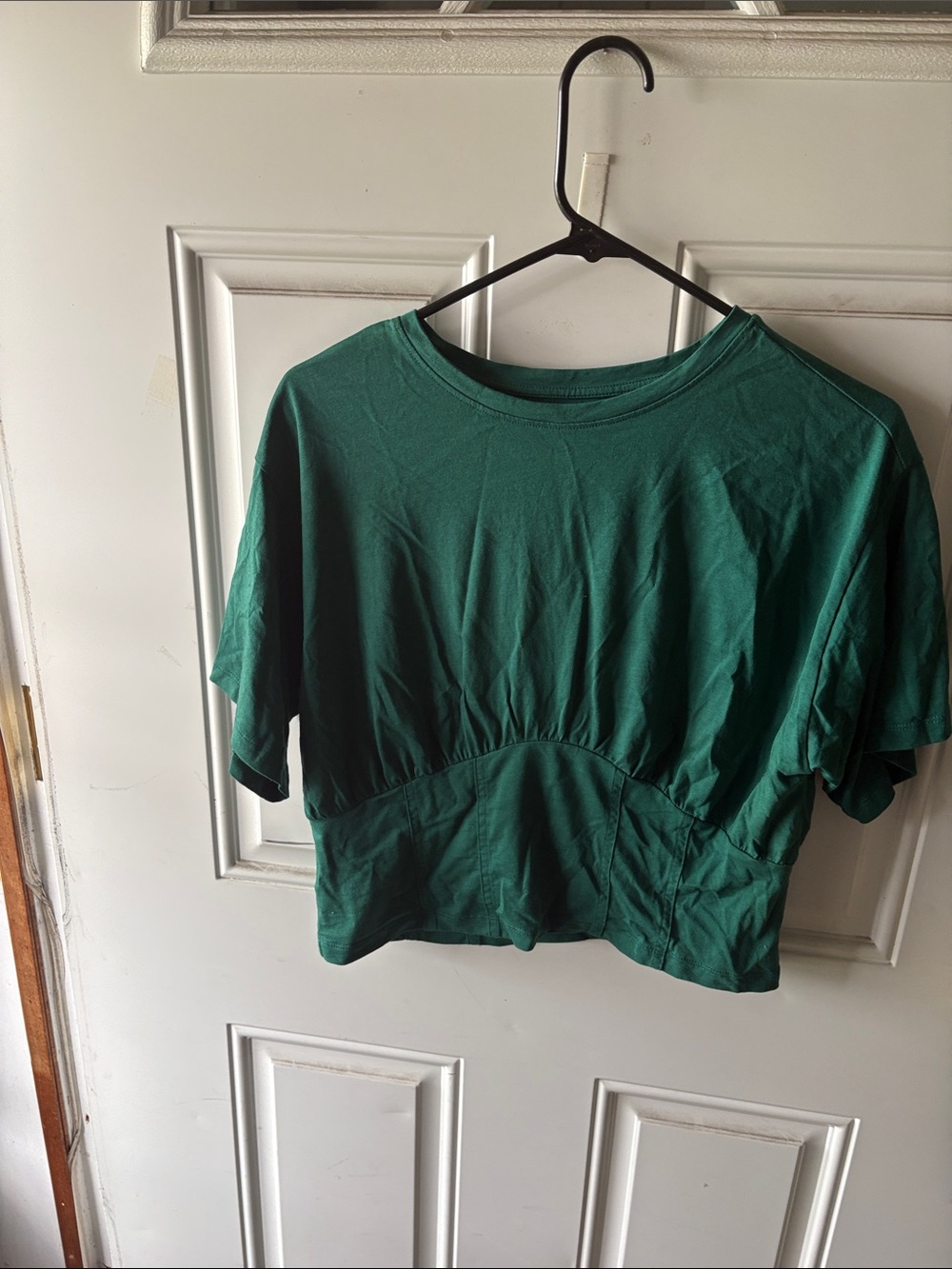 LOFT Green Short Sleeve Gathered Waist Tee